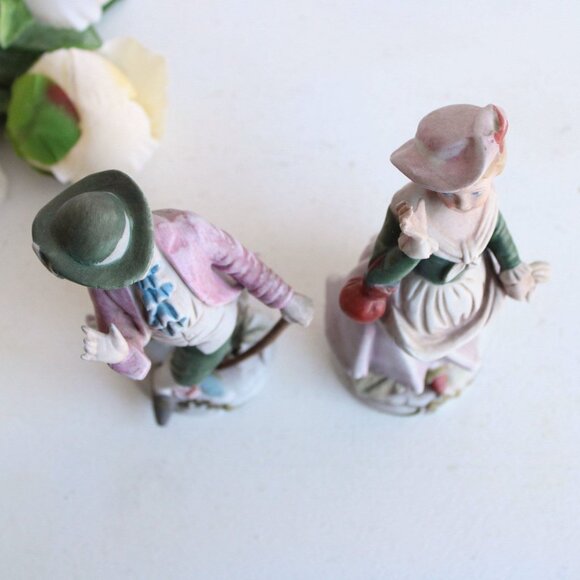 Vintage Porcelain Figurines, Capodimonte, Korean, Bisque Porcelain Man and Wom - Picture 10 of 10